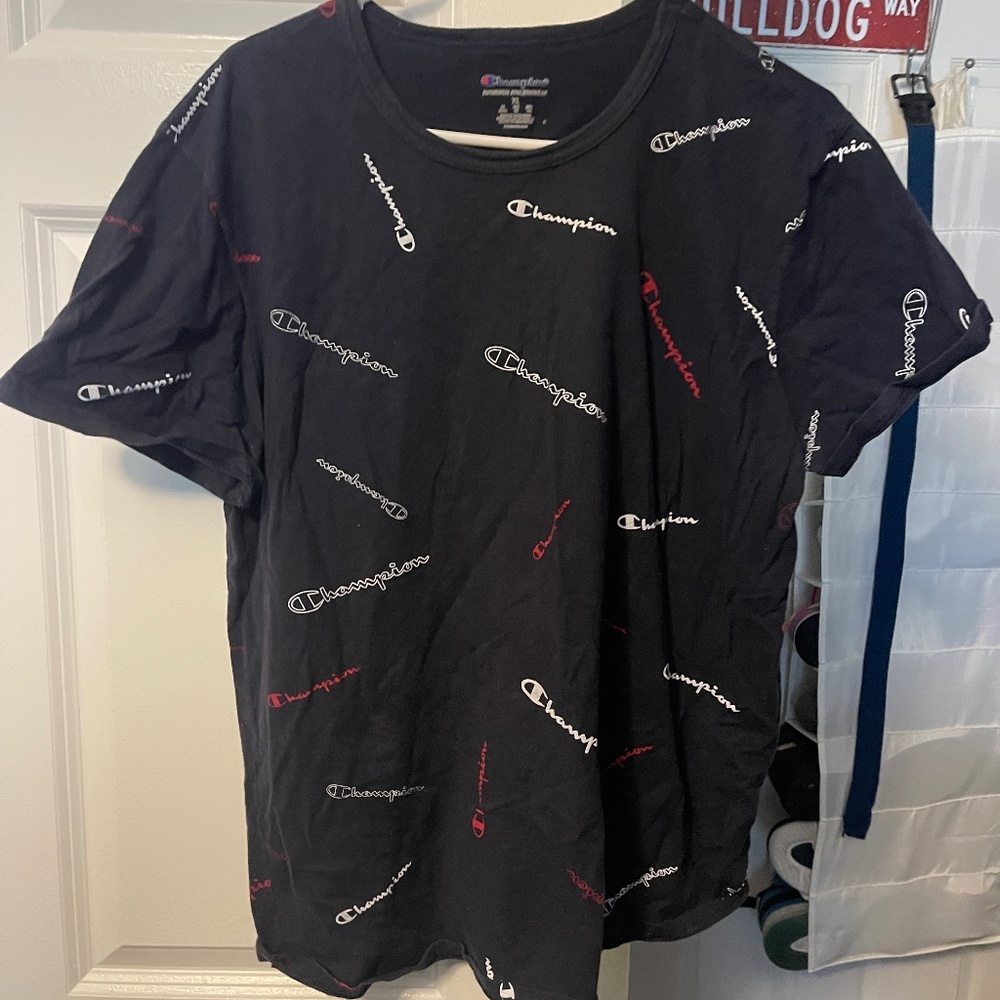 Champion Black Logo-Print Crew Neck T-Shirt